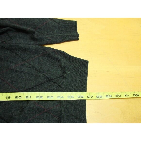 Jos. A. Bank Traveler Sweater Mens L Merino Wool V Neck Gray Black Maroon Stripe - Picture 7 of 10